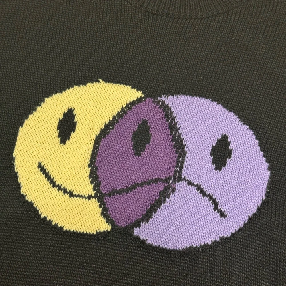 PacSun x WeSC Leon "Funny N Sad" Cotton Sweater Black Size XLarge - Picture 4 of 5